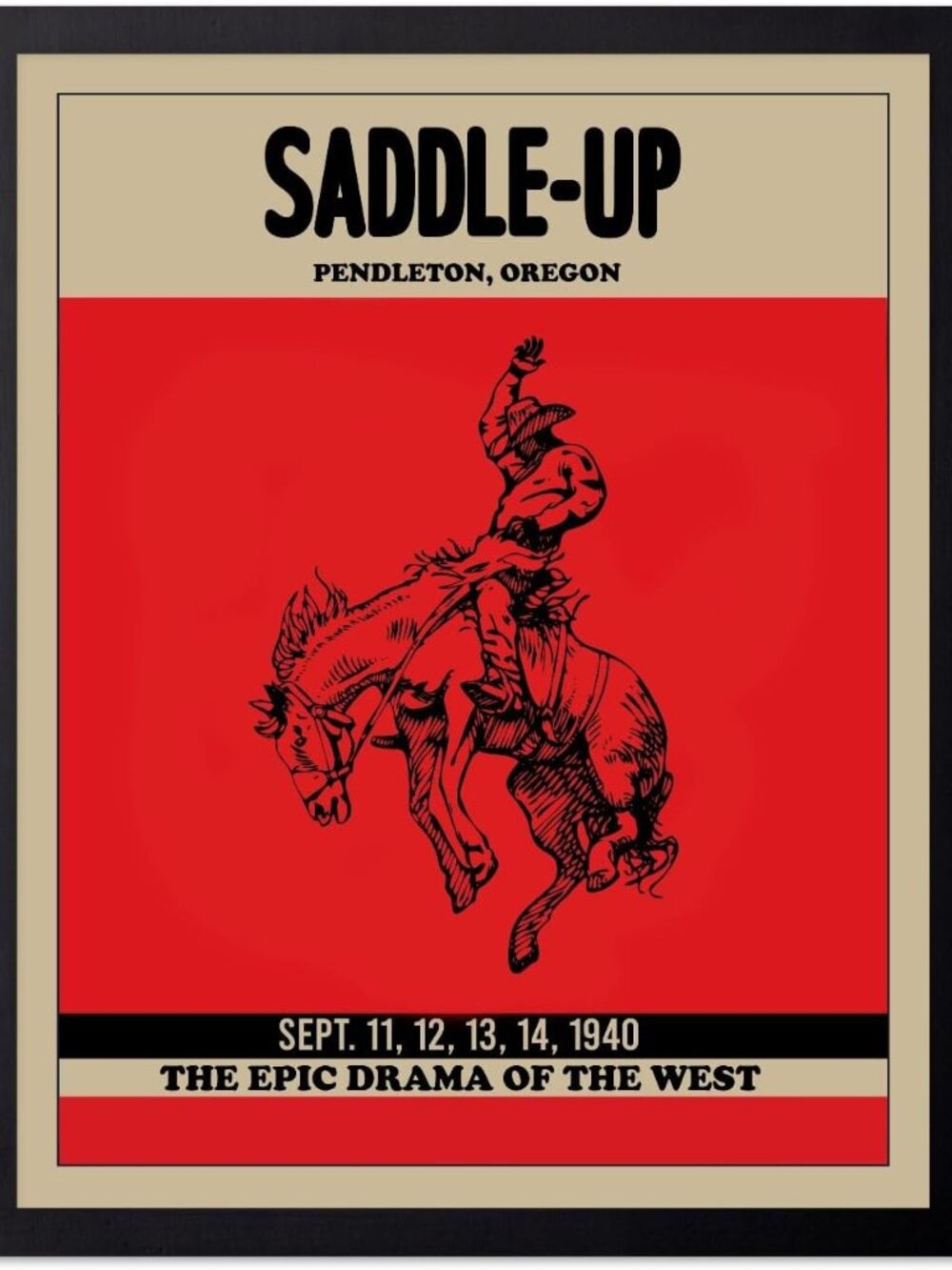 Vintage Rodeo Poster - Retro Round-Up Print - Oregon Art - Gift for Men, Cowboy,